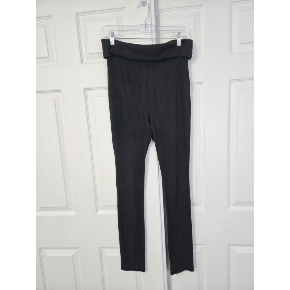 Free People Gray Ribbed Knit Fold Over Waist Leggings Slim Fit High Rise Pants M